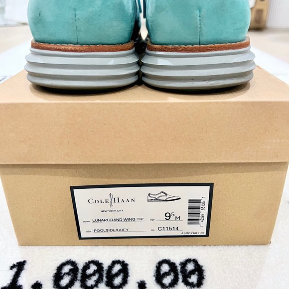 Vintage Cole Haan Lunargrand Wingtip Nubuck Shoes - Poolside Turquoise Grey main image 4